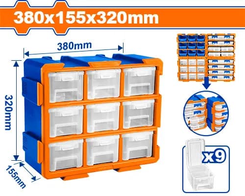 ORGANIZADOR MODULAR TRANSPARENTE 380X155X320MM CON GAVETAS WADFOW