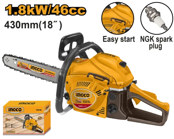 MOTOSIERRA A GASOLINA DE 18" INGCO