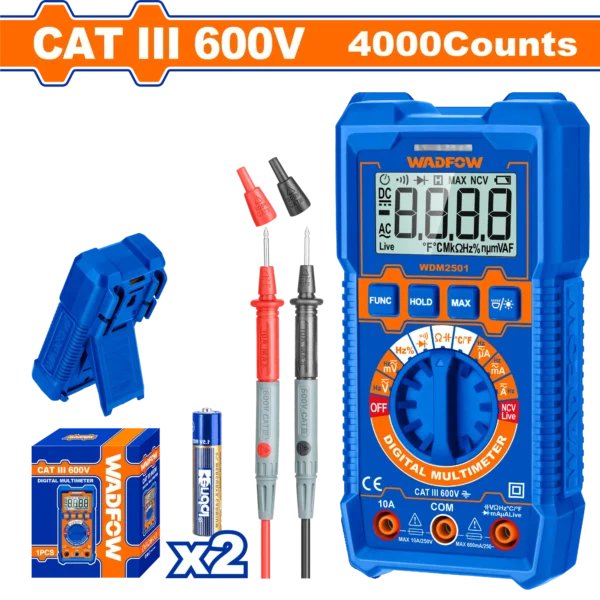 MULTÍMETRO DIGITAL 6000 DÍGITOS MEDICIÓN DE TEMPERATURA RANGO AUTOMÁTICO