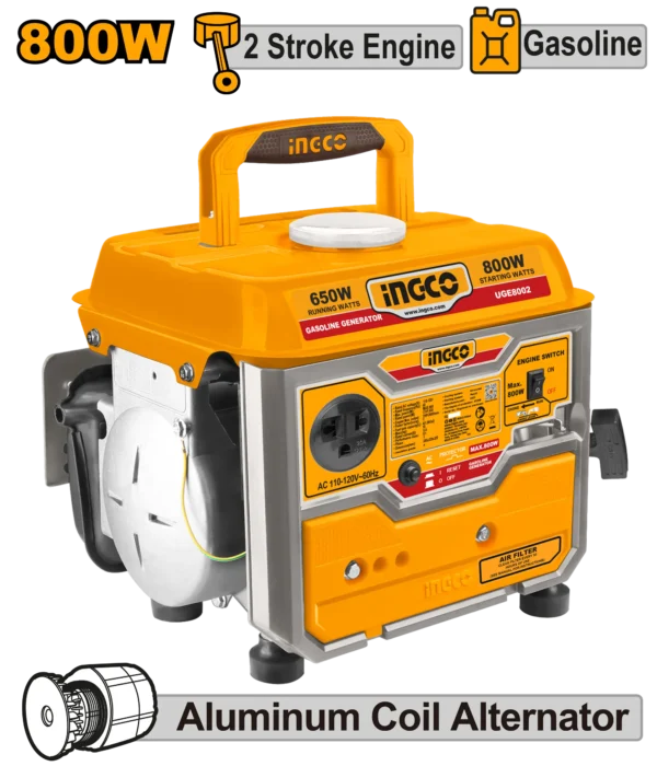 GENERADOR ELECTRICO A GASOLINA 110V 8.3A 0.8KVA 12V INGCO