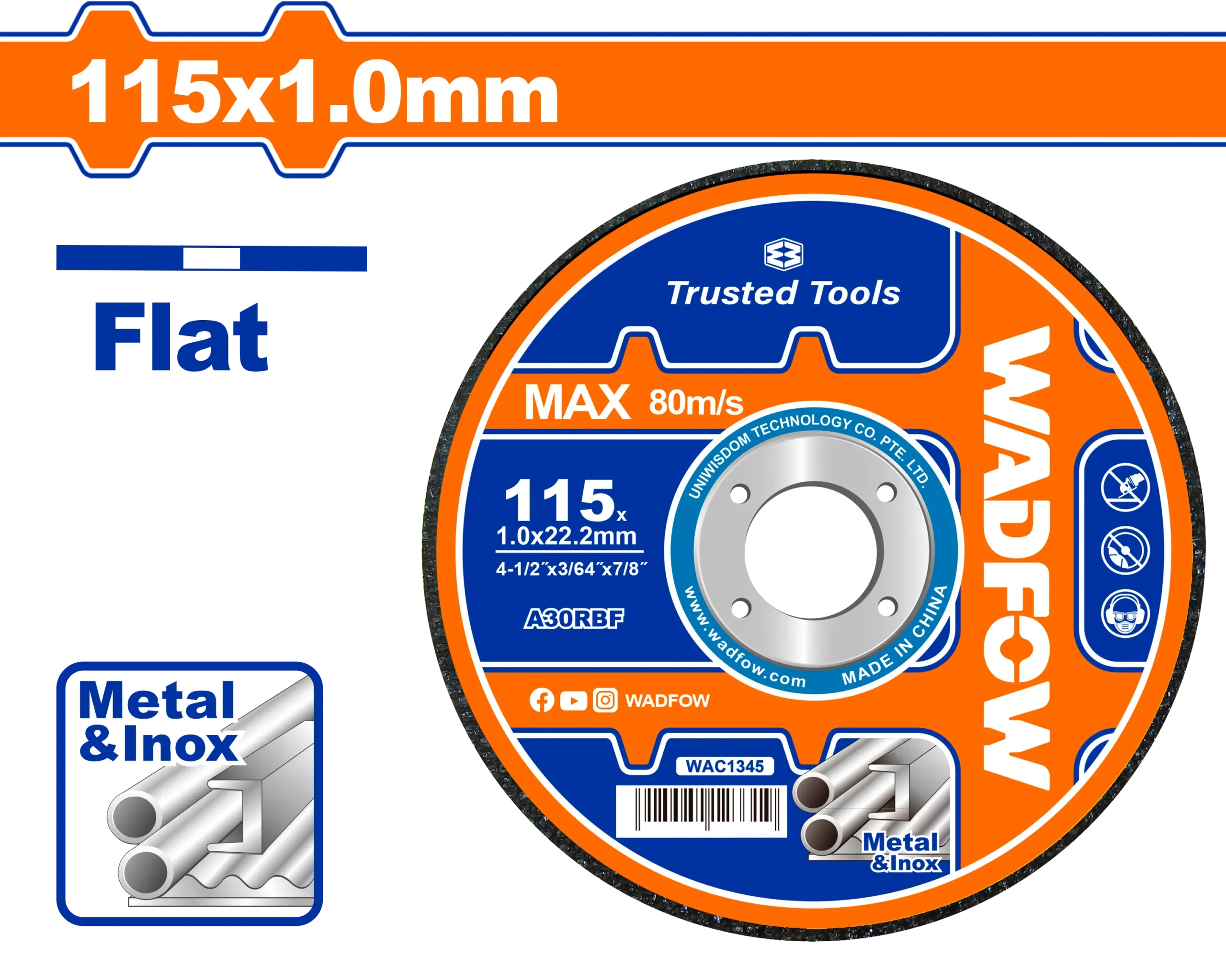 DISCO CORTE METAL4-1/2"X3/64"7/8 PLANO