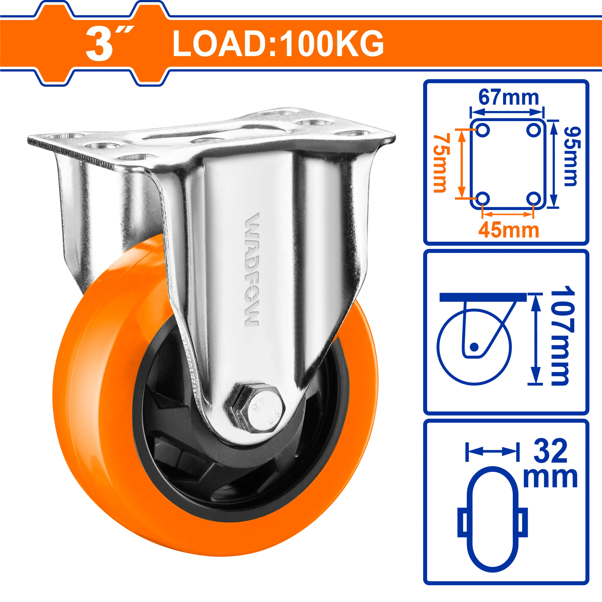 GARRUCHA FIJA NARANJA 3" 100KG WADFOW
