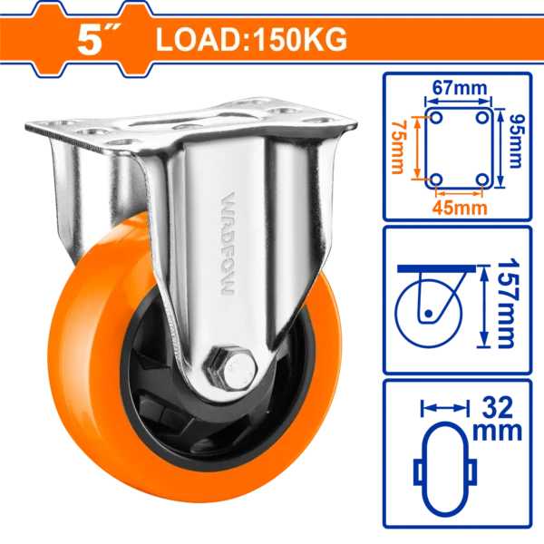 GARRUCHA FIJA NARANJA 5" 150KG