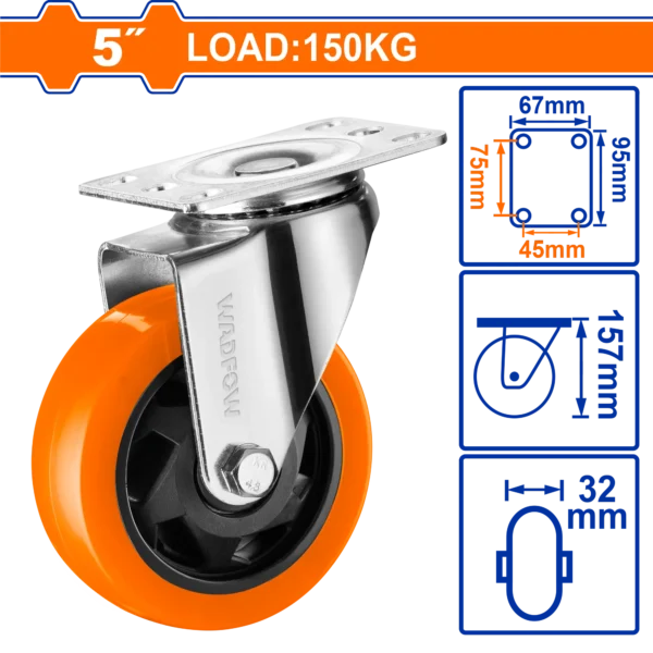 GARRUCHA GIRATORIA NARANJA 5" 150KG