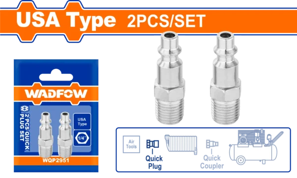 JUEGO DE CONECTORES RÁPIDOS DE 2 PIEZAS ROSCA MACHO 1/4 "2 WADFOW