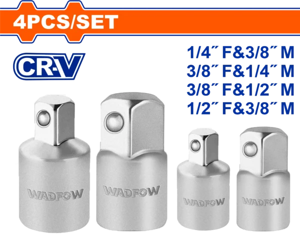 ADAPTADOR DE DADOS 4PCS 1/4"(F)&3/8"(M) 3/8"(F)&1/4"(M) 3/8"(F)&1/2"(M) 1/2"(F)&3/8"(M)