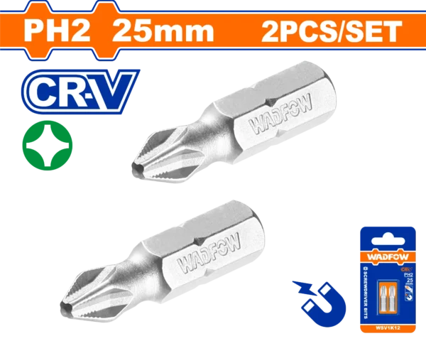 PUNTAS PARA DESTORNILLADOR PH2 (25MM) SET 2PCS