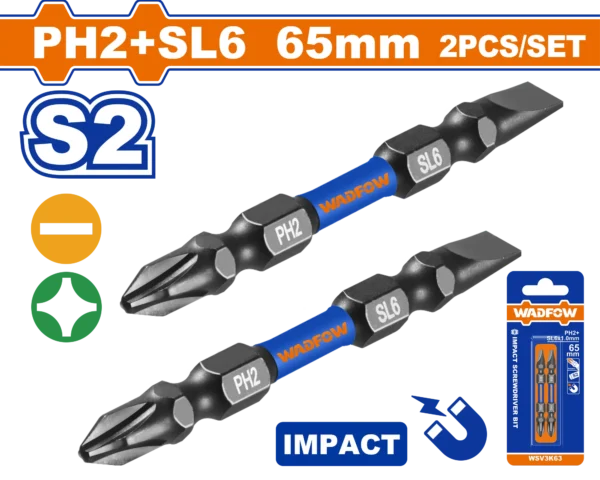PUNTAS DE IMPACTO P/ DESTORNILLADOR MIXTAS PH2 CORTAS SET 2 PCS
