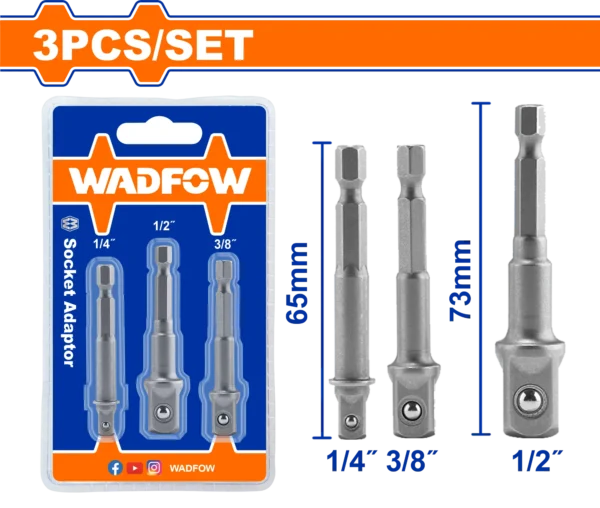 ADAPTADOR DE DADOS 3PCS 1/4 ", 3/8 ", 1/2 "