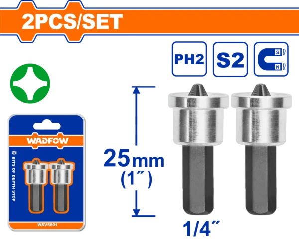 SET DE PUNTAS MAGNETICAS CON TOPE 25MM BLISTER X2 UND