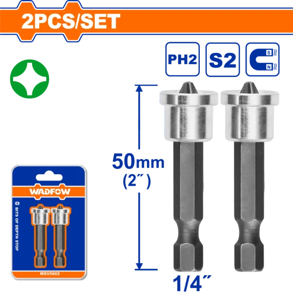 SET DE PUNTAS MAGNETICAS CON TOPE 50MM BLISTER X 2 UND