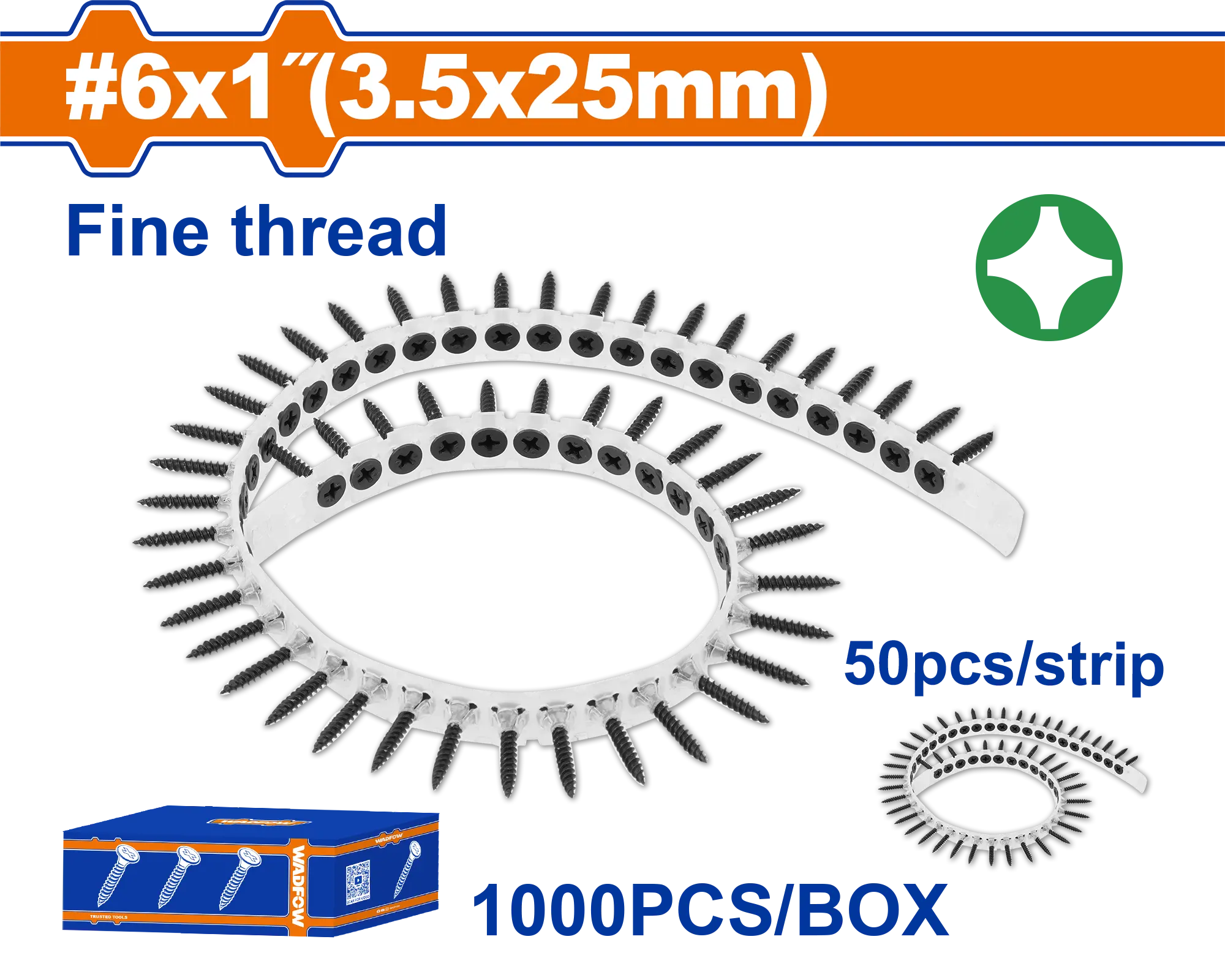 TORNILLOS PARA PANELES DE YESO 6x1"(3.5x25MM) WADFOW