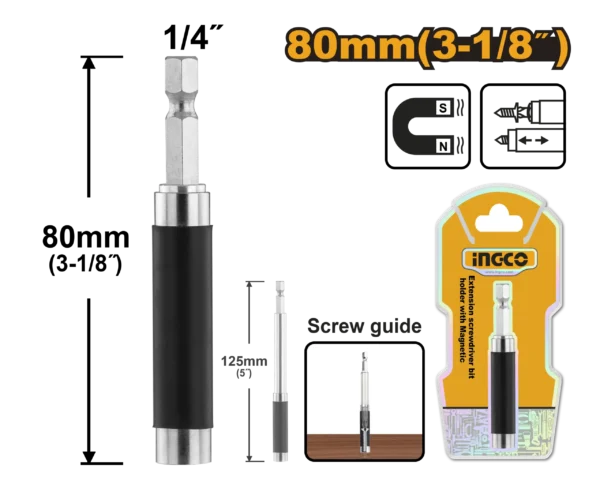 SOPORTE DE PUNTAS DESTORNILLADOR CON EXTENSIÓN MAGNETICA 80MM