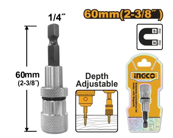 SOPORTE DE PUNTAS DESTORNILLADOR CON LIMITE 60MM INGCO