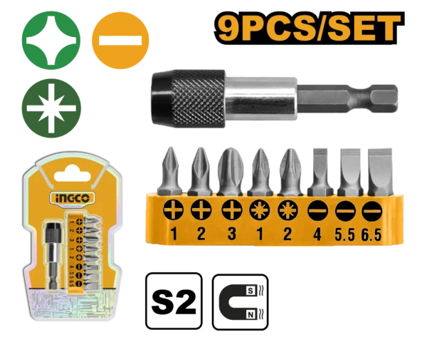 SET 9PCS PUNTAS DESTORNILLADOR CON EXPANSOR