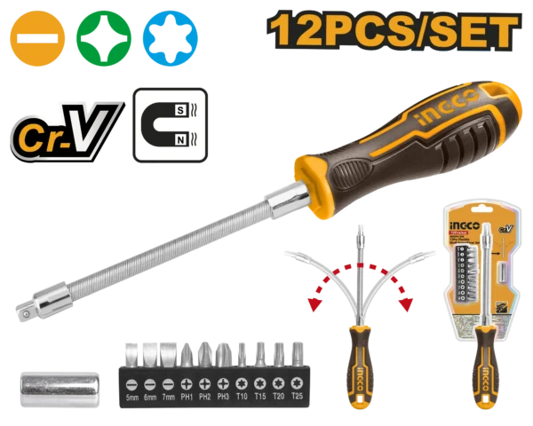 DESTORNILLADOR INTERCAMBIABLE FLEXIBLE 10 EN 1