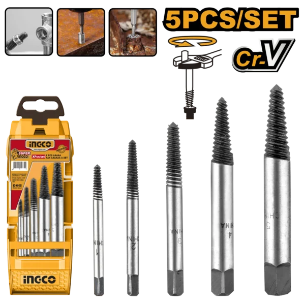 JUEGO DE EXTRACTORES DE TORNILLOS DE 5 PIEZAS