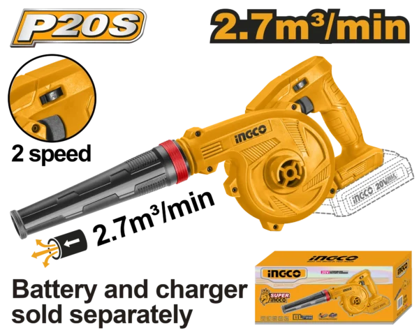 SOPLO ASPIRADOR INALAMBRICO 2,7M3/MIN 20V