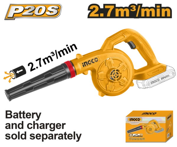 SOPLADOR INALAMBRICO 20V 18000 RPM 2,7M3/MIN