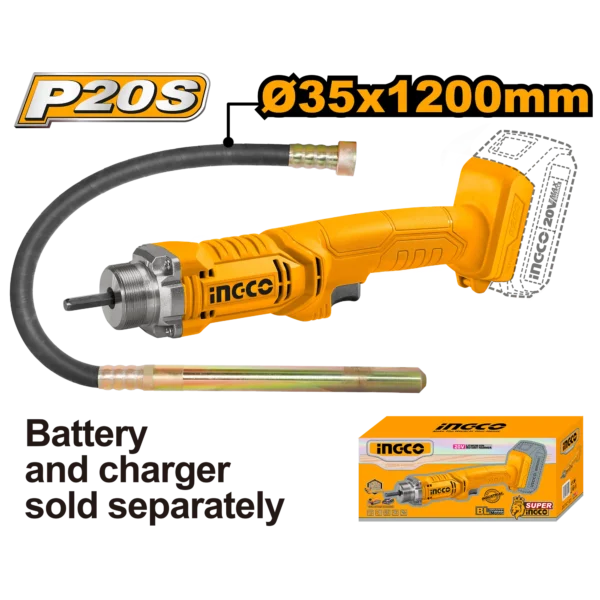 VIBRADOR HORMIGON INALAMBRICO 20V 2300RPM INGCO