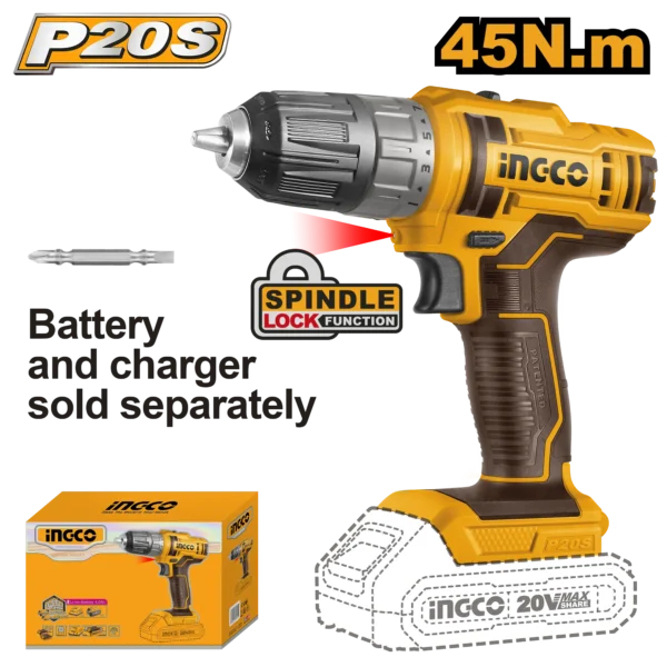 TALADRO INALAMBRICO 3/8"" 20V 45N.M