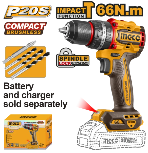 TALADRO DE IMPACTO 1/2'' 20V 66N.M