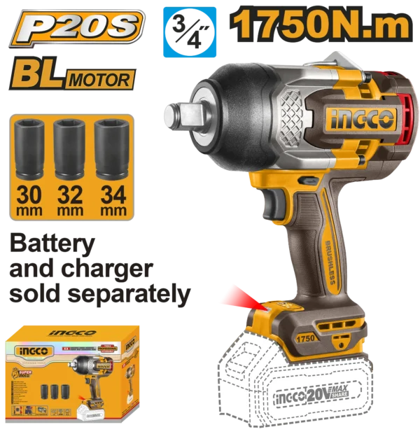 LLAVE DE IMPACTO INALAMBRICA 3/4" BL 20V 1750N.M