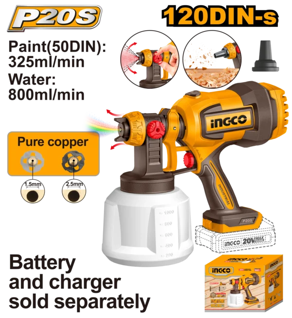 PISTOLA ROCIADORA INALAMBRICA 800ML/MIN 20V