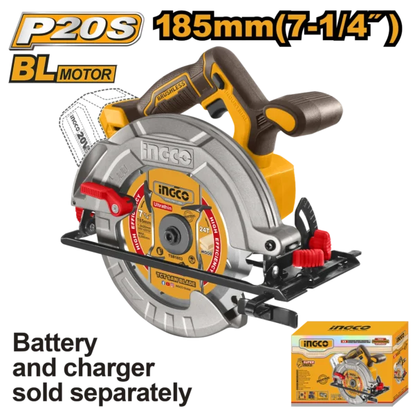 SIERRA CIRCULAR INALAMBRICA 7-1/4" BL 20V INGCO