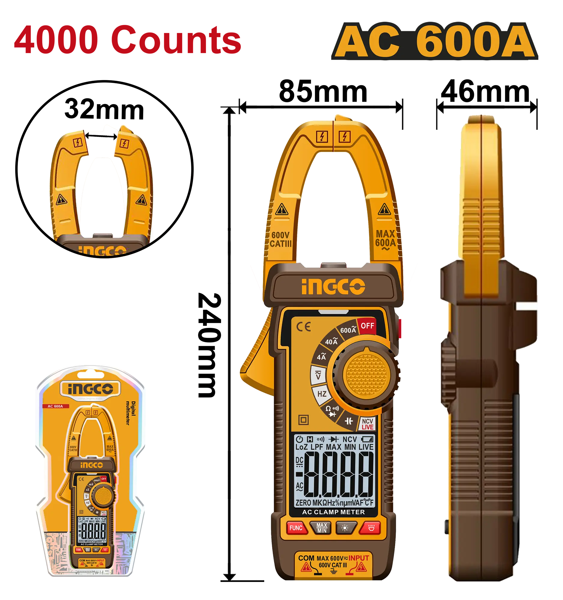 PINZA AMPERIMETRICA
DIGITAL 4000
CUENTAS INGCO