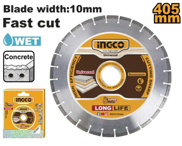 DISCO DIAMANTE CORTAR CONCRETO 16" INDUSTRIAL INGCO