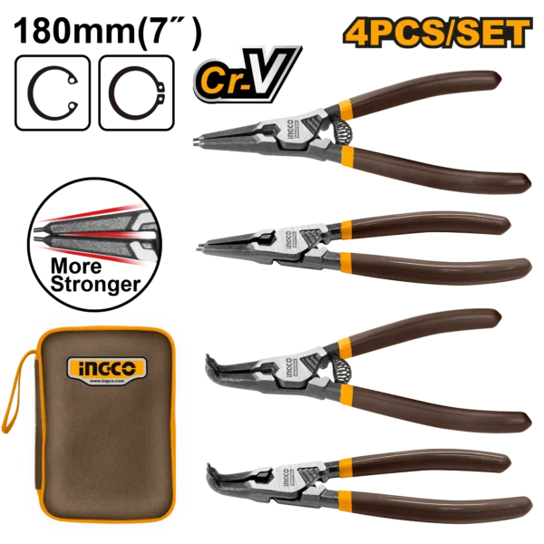 JUEGO DE ALICATES CIRCLIP 4 PCS INGCO