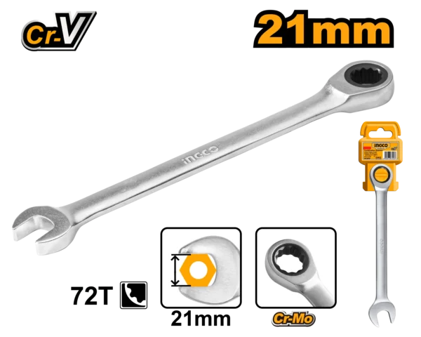 LLAVE MIXTA RATCHET 21MM INGCO