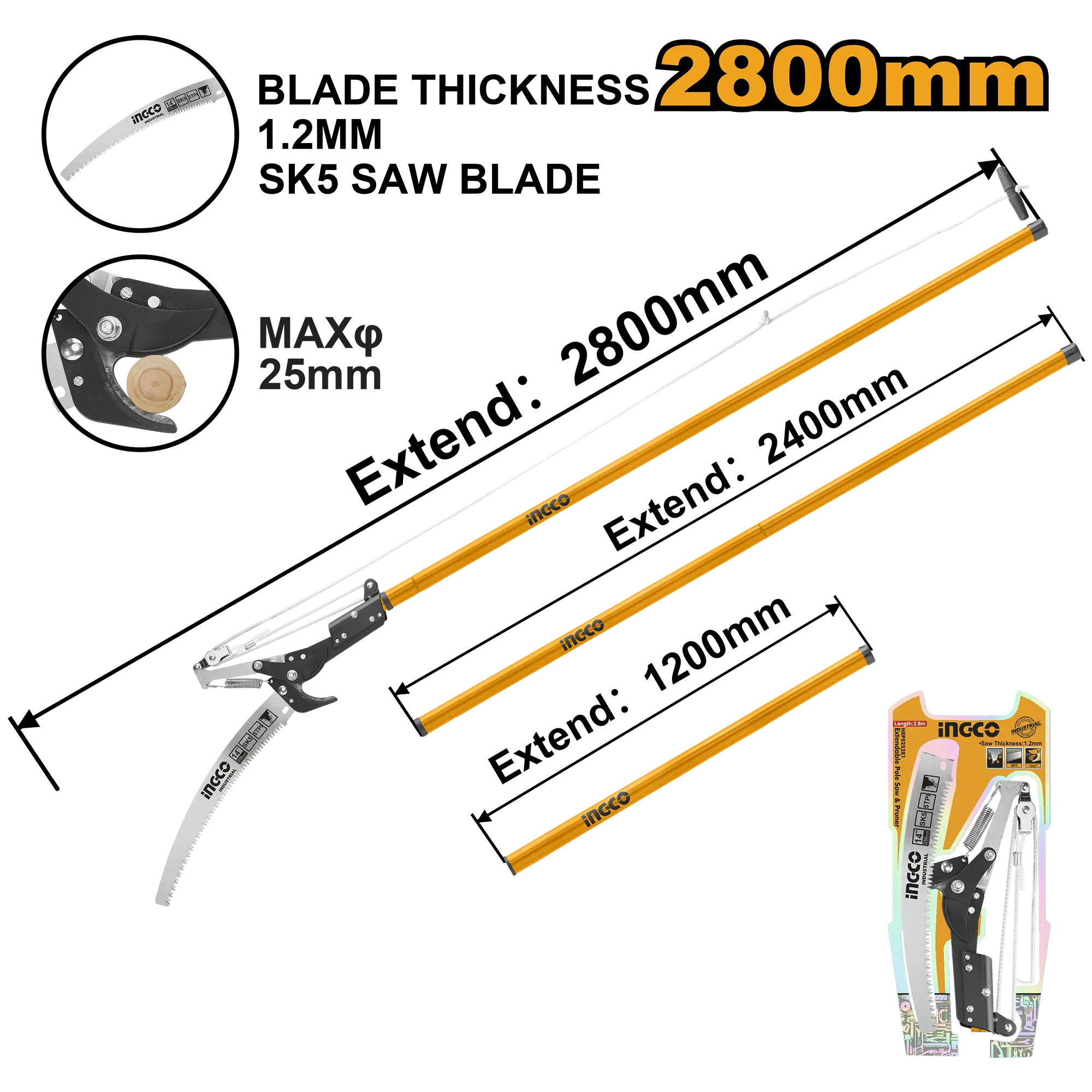 PODADORA Y SIERRA DE PERTIGA EXTENSIBLE INGCO