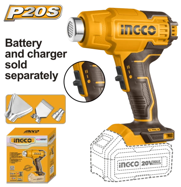 PISTOLA DE CALOR INALAMBRICA 300/550°C 20V