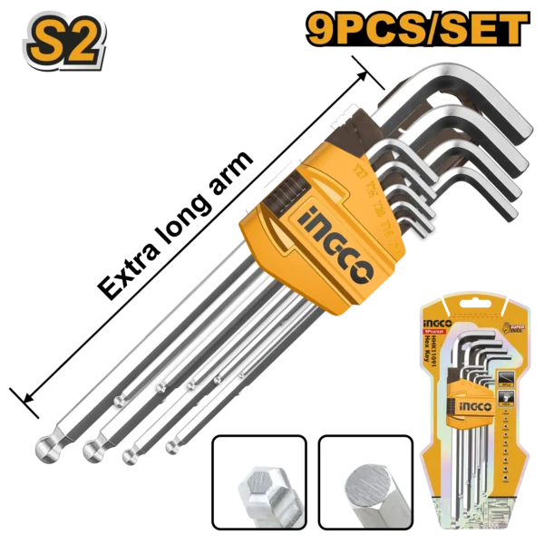 JUEGO LLAVE HEXAGONAL PUNTO DE BOLA (L) 9PCS