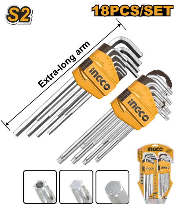 JUEGO LLAVES HEX Y TORX 18PCS
