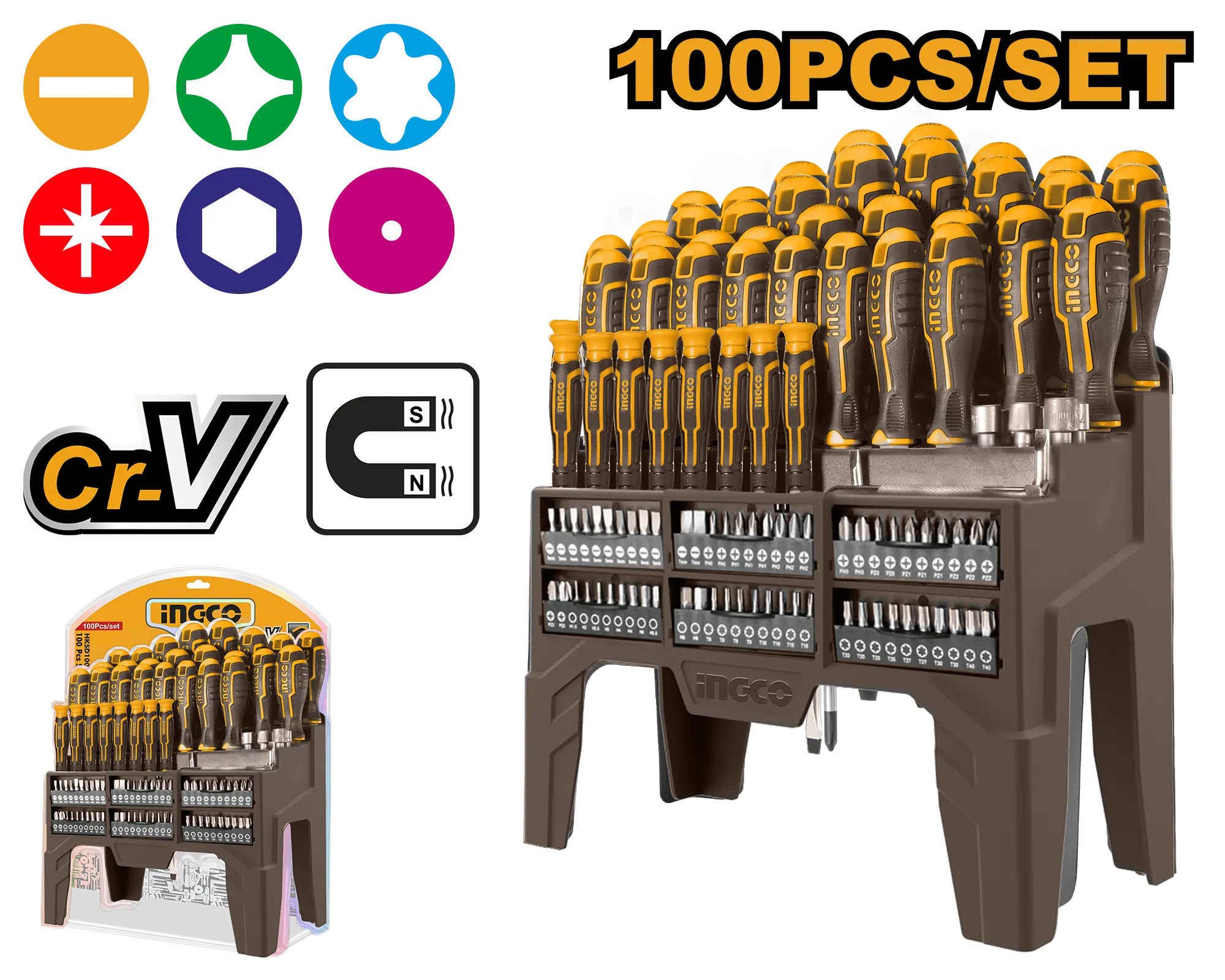 SET DE DESTORNILLADORES 100PCS INGCO