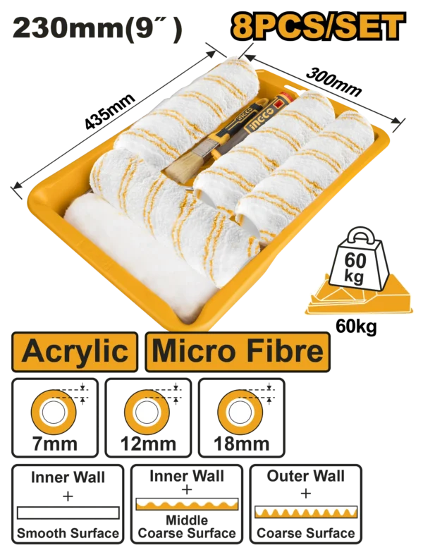 SET DE RODILLOS 9" 8 EN 1