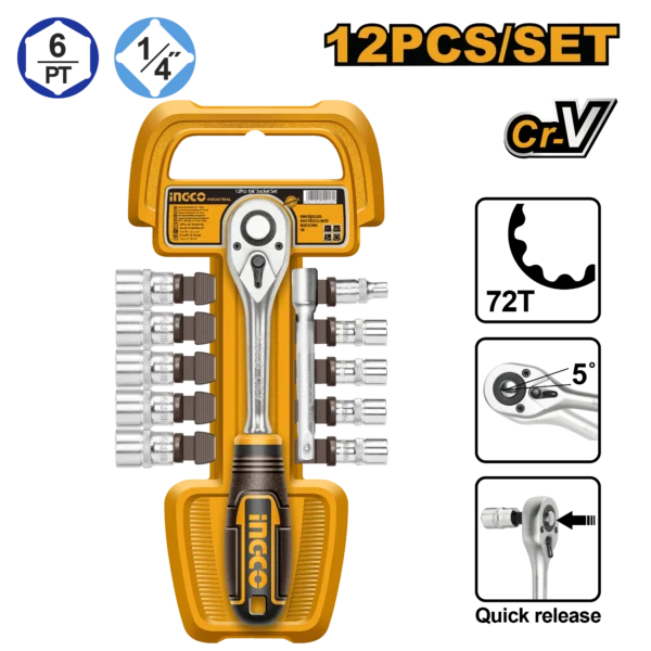 JUEGO DE DADOS 12 PIEZAS 1/4"