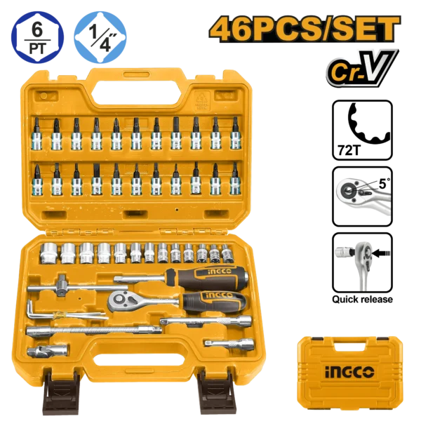 JUEGO DE DADOS 46PCS 1/4"