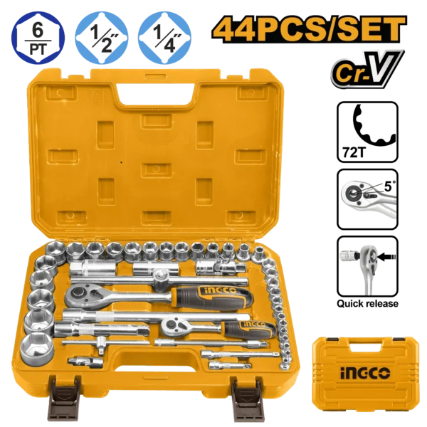 JUEGO DE DADOS 44PCS 1/2"-1/4"