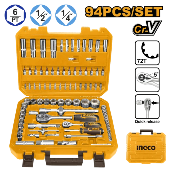 JUEGO DE DADOS 94PCS 1/4" A 1/2"