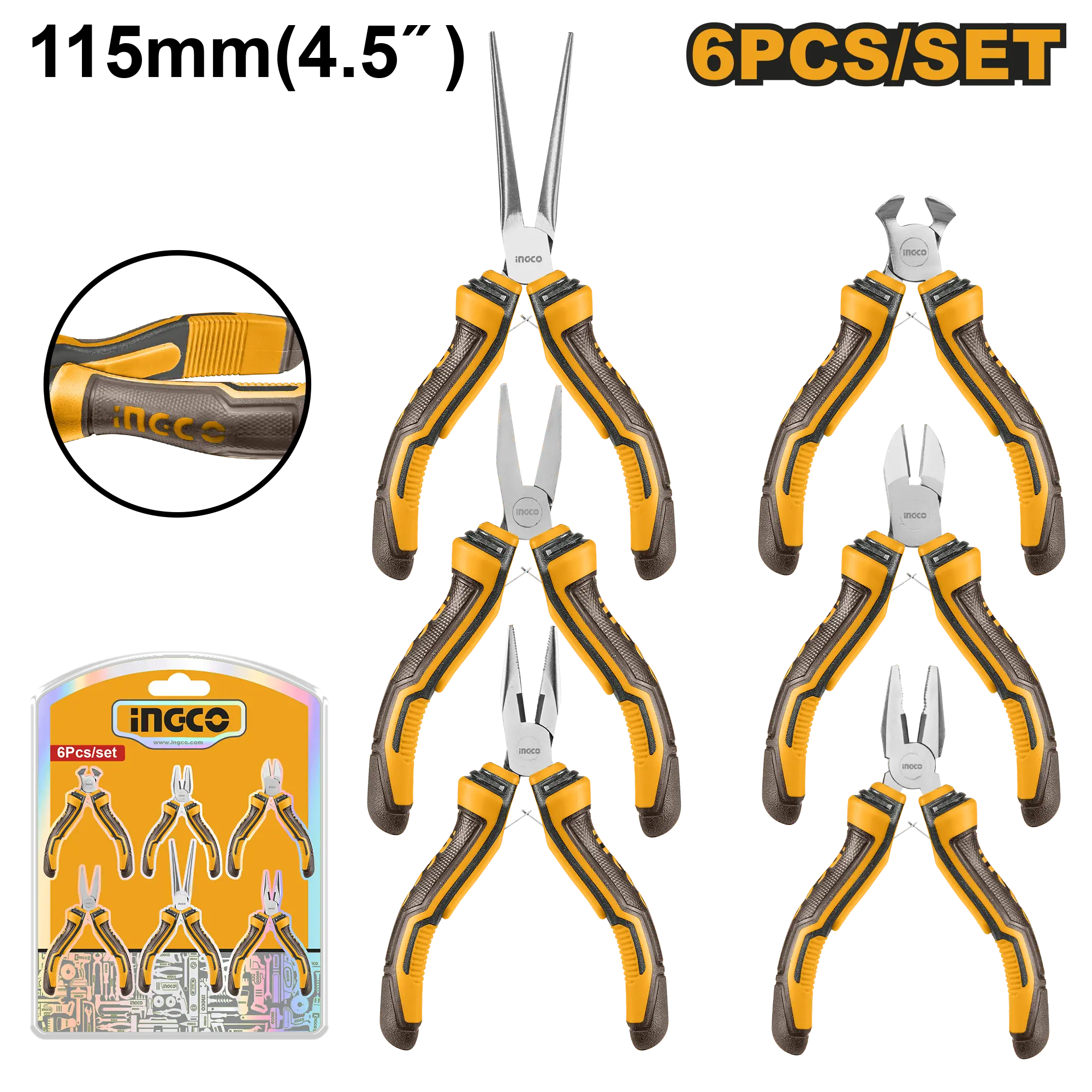 JUEGO DE ALICATES PEQUEÑOS 6PCS INGCO
