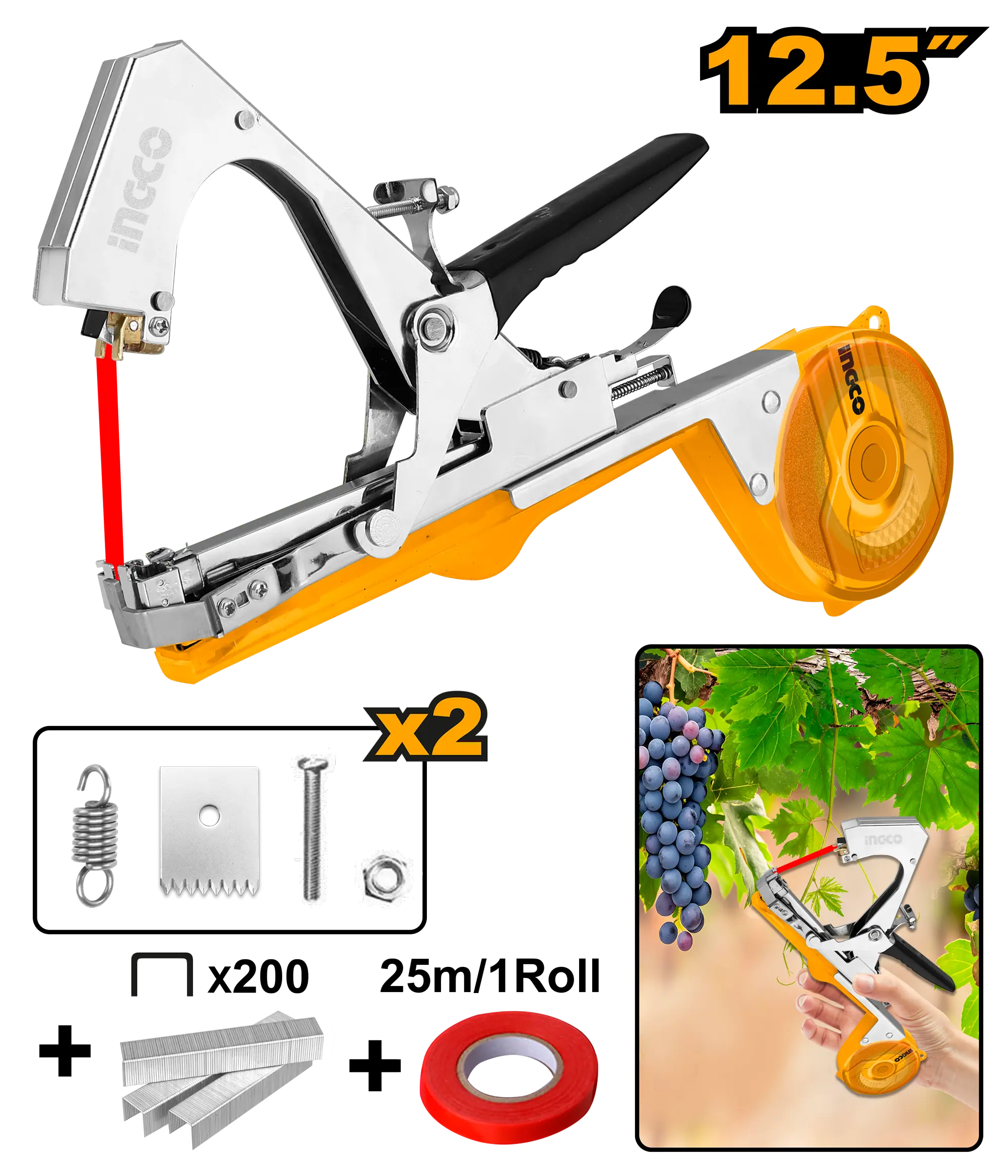 HERRAMIENTA ATADORA DE PLANTAS MANUAL 12,5" INGCO