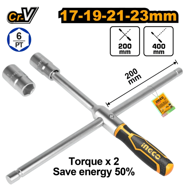 LLAVE RUEDA TIPO CRUZ 17-21-22-23MM X 1/2"