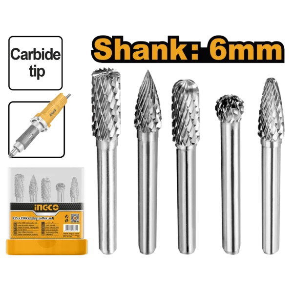 JUEGO DE FRESAS ROTATIVAS 6MM 5PCS