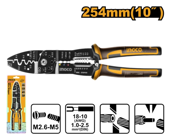 PINZA CORTADORA Y PELADORA DE ALAMBRE 250MM 10"