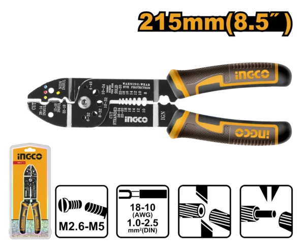 PINZA CORTADORA Y PELADORA DE ALAMBRE 215MM 8.5"