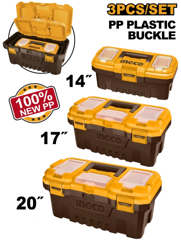 JUEGO DE 3 CAJAS DE HERRAMIENTAS DE PLASTICO 14"-17"-20"